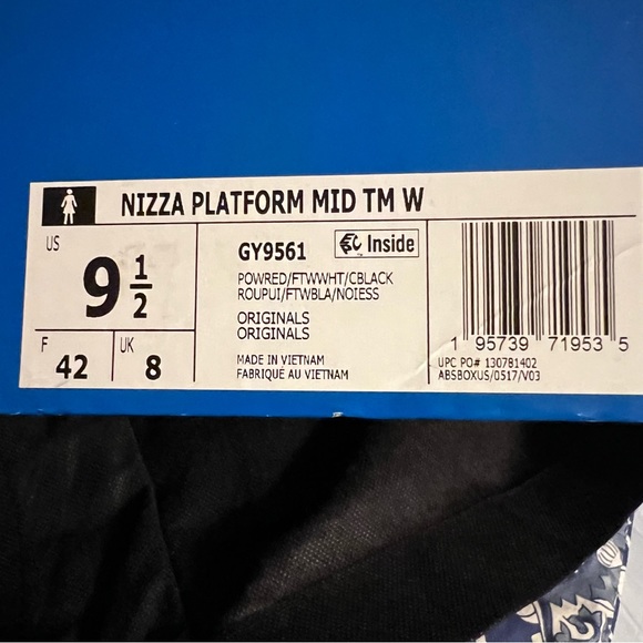 Adidas x Thebe Magugu Nizza Platform Mid Sneakers Size 9.5 Power Red/White/Black - Picture 15 of 15